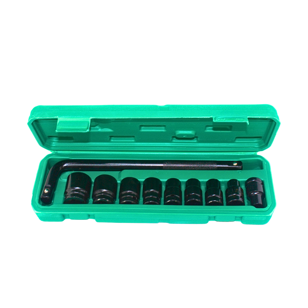 Juego de Dados de Impacto 1/2" con Llave en L – 10 piezas