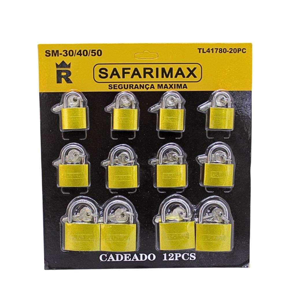 Set de Candados Safarimax 12 Piezas (30/40/50 mm)
