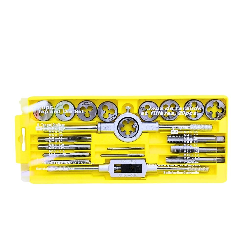 Juego de Machos y Terrajas Métrico 20 Piezas (M3–M12)